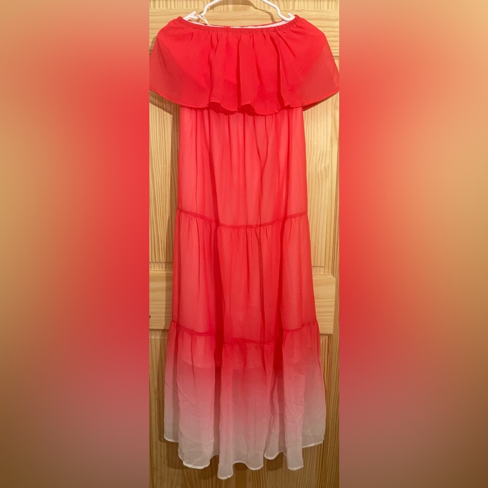 Red and White maxi women’s casual red dress - Picture 8 of 12